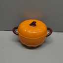 Qinyoung Pumpkin Ceramic Pot with Lid & 6 Set Fall Ramekins and Wood Spoons, soup pot about 54 oz, bowl about 6 oz