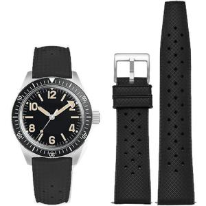 FKM Rubber Watch Bands Tropical Style Quick Release Fluororubber Watch Strap 18mm 20mm 22mm Universal Soft Breathable Durable Sporty FKM Rubber Replacement Band Strap for Men Women (21mm, Black)