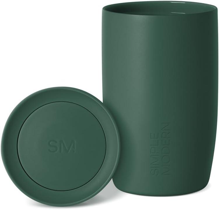 Simple Modern Travel Coffee Mug Tumbler with 360 Lid | Ceramic-Lined Insulated Stainless Steel Cold Brew Iced Coffee Cup | Gifts for Women Men Her Him | Voyager Signature | 12oz | Forest
