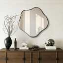 Irregular Shaped Mirror, 20" Modern Scalloped Mirrors, Asymmetrical Wall Mirror Decorative, Wavy Round Mirrors for Living Room Bathroom Bedroom Hallway Entryway Fireplace