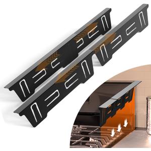 2 Pack Expandable Stainless Steel Stove Gap Covers (13.8"-27.6"), Retractable Fill the Gap Between Stove & Counter Top with Heat Resistant Range Trim & Guard, Slide-in Seamless Kitchen Accessory Kit (Black)