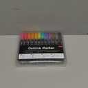 OUNIY Double Line Outline Markers 24 Colors Super Squiggles Glitter Markers Self Outline Metallic Marker, Doodle Shimmer Marker Drawing Pens for Christmas Greeting Card, Birthday Gift, DIY Art Crafts