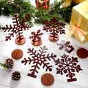 Zonon 6 Pcs Metal Snowflake Table Decor Chocolate Brown Desktop Winter Snowflake Sign Vintage Decoration Sign with Wooden Base for Christmas Winter Holiday Retro Party Wonderland Home