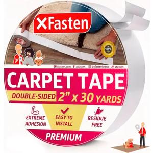 XFasten Double Sided Carpet Tape for Area Rugs, 2 Inch x 30 Yards  Heavy Duty Anti Slip Rug Grip Tape, Works as Rug Grippers, Residue Free, Wood Safe, Easy Removal for Hardwood and Laminated Floors