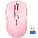 TECKNET Wireless Computer Mouse for Laptop, 2.4G Wireless Mouse, 5-Level Adjustable 4800 DPI, with Receiver & 6 Buttons, 18 Months Battery Life, for PC,Mac,Chromebook - Pink