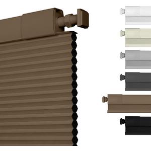 No Drill No Tools Blackout Cellular Shades Cordless Easy Install Honeycomb Blinds Thermal Insulated Noise Reduction Blinds for Indoor Windows,Blackout-Dark Brown,Customize Size