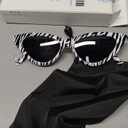 livho Retro Vintage Narrow Cat Eye Sunglasses for Women Clout Goggles Plastic Frame (Zebra Pattern)