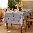 Halloween Waterproof Tablecloth  Spooky Pumpkin, Black Cat, Bat & Spider Web Design  Gray Holiday Table Cover for Party, Dining, and Home Decor, W60 x L84 in