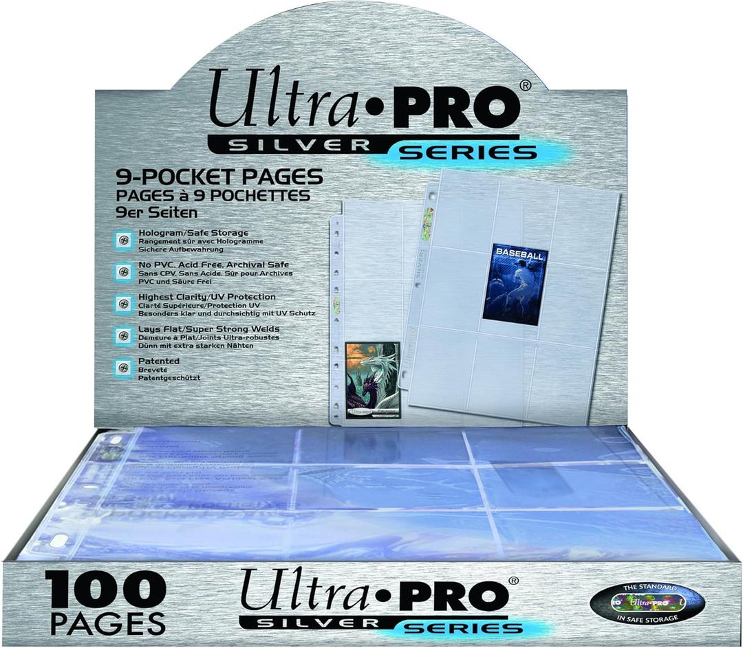 Ultra Pro 9-Pocket Silver Series Page Protector for Standard Size Cards (100ct) (Multi)