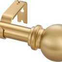 Warm Gold Curtain Rods for Window 72-144 Inch, Decorative Curtain Rod with Ball Finials, Adjustable Single Drapery Rod Warm Gold, 1 Inch Diameter Heavy Duty Curtain Rod