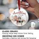 2 x Farmhouse Christmas Ceramic Ornaments - Holy Cow, Goat, Chicken Farmhouse Animals Decoration Hanging Tree - Merry Xmas On The Farm Ornament