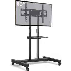 TAVR Furniture Mobile TV Stand Rolling TV Cart Floor Stand with Mount on Lockable Wheels Height Adjustable for 32-83 Inch TV Stand Flat Screen or Curved TVs Monitors Display Trolley Loading 110 lbs
