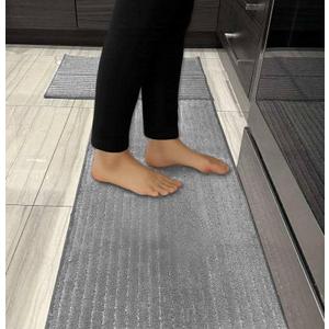 Kitchen Rugs Sets of 2 PCS  Kitchen Mats for Floor 20x30/20x48 Inch Non Slip Washable Rug Set, Non Slip Floor Mats Made of 100% Polyester Soft and Anti-Slip Standing Kitchen Runner Rug, Grey