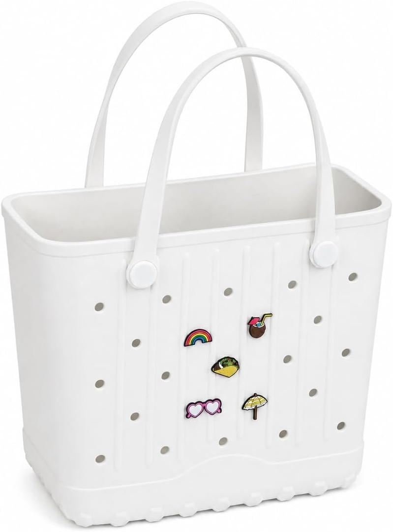 EVA rubber Beach Bag for Women, Waterproof Rubber Tote with Charms