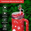3 x Christmas Silicone Straw Topper Cup for Stanley Cup 30&40 oz Tumbler Accessories, Dust-Proof Cover Cap Toppers,0.4in/10mm Cute Straw Covers,Holiday Decor for Stocking Stuffers,Includes storage box (6 Pcs Christmas)
