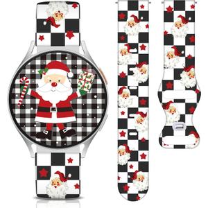 Holiday Watch Band Compatible with Samsung Galaxy Watch 6/5/5 Pro/4/3/6 Classic/4 Classic/Active 2/Active, 20mm Christmas Halloween Replacement Strap for Samsung Galaxy 40mm 41mm 42mm 44mm 45mm 46mm (Santa Claus)