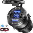 Dual PD USB C Ports & Dual Quick Charge 3.0 Ports Car Charger Socket, VANONE Aluminum Alloy Waterproof 12V USB Outlet, Accessories for Car Boat Marine Motorcycle RV ATV Truck Golf Cart