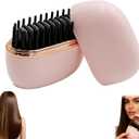 Glam brushs Mini Hair Straightener,3-Speed Temperature Control, Portable Electric Hair Straightener Brush 30s Heating,Rapid Heating & Anti Scald Shell, Cordless Straightening Comb for Travel(Pink)
