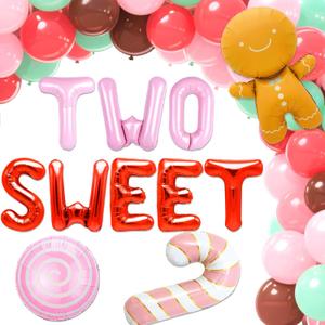 Pink Two Sweet Banner Second Birthday Gingerbread Decor Sweet Christmas Decorations Gingerbread Birthday for Sweet Banner Second Party Decor
