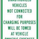 Unauthorized Vehicles Will Be Towed Sign - Parking Electric Vehicle Charging and EV Metal Sign 12 x 16 Inches For Wall or Fence