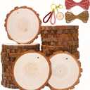 SENMUT Wood Slices 30 Pcs 3.1-3.6inch Natural Rounds Unfinished Wooden Circles Christmas Ornaments for Crafts Wood Kit Predrilled with Hole Wood Coasters, Craft Supplies for DIY and Painting