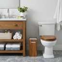 Coeusy 3 Gallon Wooden Trash Can with Liner,Small Solid Wood Bathroom Trash Can,Narrow Garbage Can,Decorative Waste Basket for Bathroom,Bedroom,Office