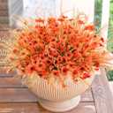 Uieke 72PCS Artificial Mums for Outdoors Fake Fall Outdoor Violet Flowers Orange Calla Lilly and Autumn Ferns No Fade for Outside Window Box Porch Planters Garden Decor