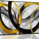 Abstract Living Room Pictures Wall Decor - Modern Black and Gold Wall Art for Office - Black Framed Wall Art for Bedroom Size 20" x 40"