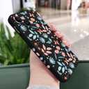 for iPhone 14 Case Flower Creativity Pattern Design Soft Silicone Slim Shockproof Phone Cover for iPhone 14, 6.1 inch-Leaf Black