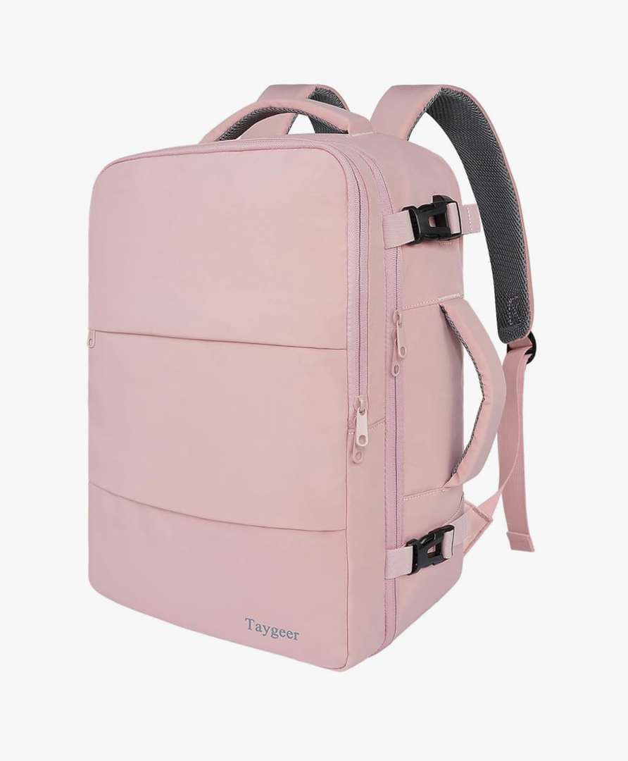 Taygeer Travel Backpack for Women, Carry On Backpack with USB Charging Port & Shoe Pouch, TSA 15.6inch Laptop Mochila Flight Approved, Nurse Bag Casual Daypack for Weekender Business Hiking, Pink