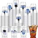 Eaasty 100 Pcs 12oz Graduation Cups 2025 Disposable Plastic Cups for Class of 2025 Graduation Party Congrats Grad Elegant Party Supplies Tableware Decorations (Blue)