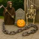 Morph Large Halloween Plastic Chains Jumbo 72 Inch Fake Rusty 6ft Plastic Linkable Decoration Prop Detachable Brown with Silver Large Chain Links Costume Accessory