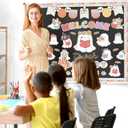 Pasimy Welcome Halloween Bulletin Board Set Cute Ghost Reading Classroom Decorations Pastel Boho Spooky Ghost Paper Cutouts for Halloween Door Wall Decor School Office Home Supplies