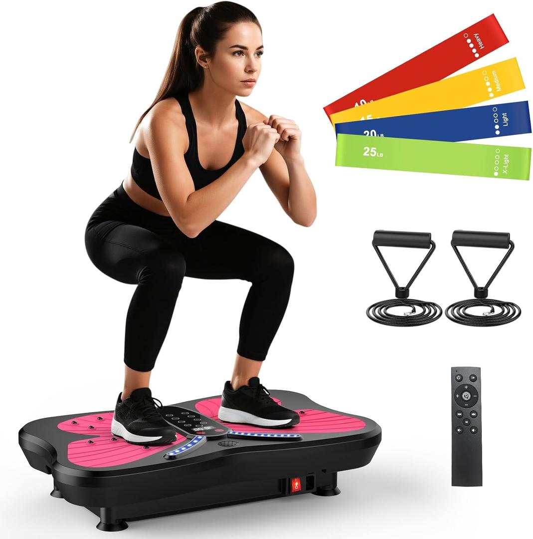 Vibration Plate Exercise Machine for Lymphatic Drainage, Vibration Machine for Full-Body Weight Loss Shaping, Vibrate Fitness Platform 400 Lbs & 200 Adjustable Speeds for Women Men Home (Light Purple)