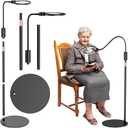 10X Floor Magnifying Glass with Light and Stand,360 Flexible Gooseneck Floor Magnifying Lamp,3 Light Modes,Height Adjustable,Hands Free Magnifier for Reading,Close Work,Craft,Sewing for Seniors