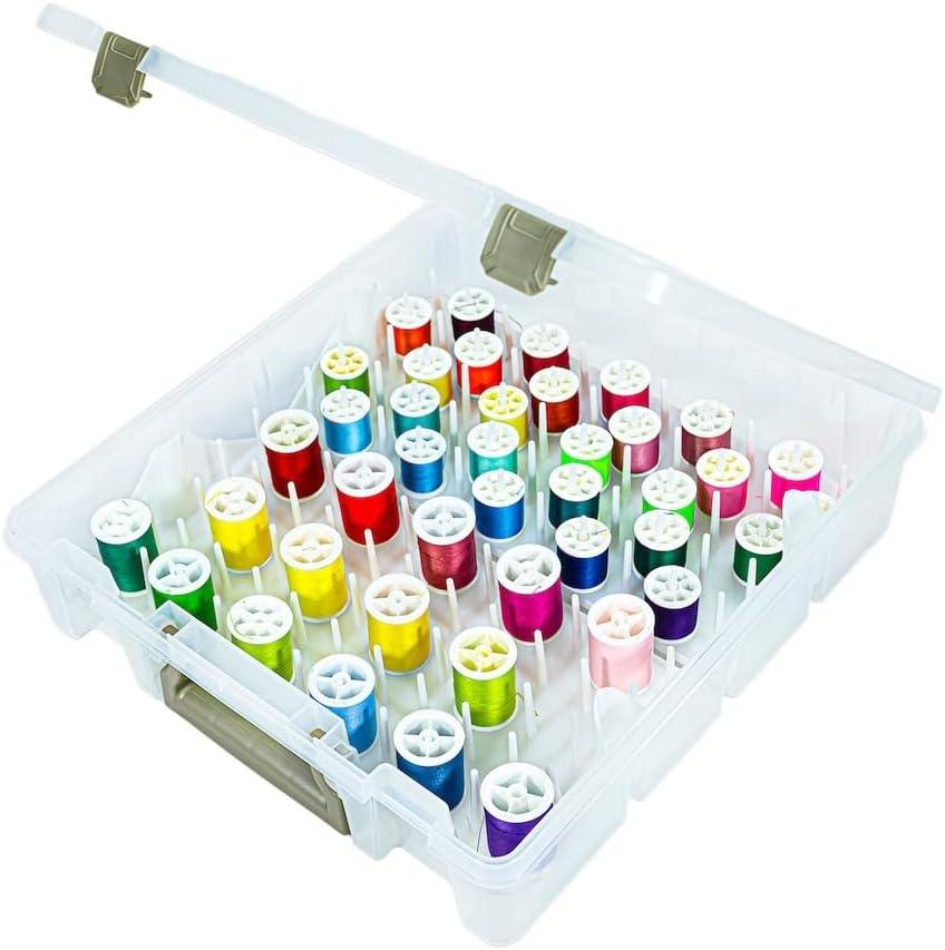 ArtBin Super Satchel Thread Box - Versatile Thread Storage for Sewing, Embroidery, and Quilting - 108 Pegs, Portable Design, Compatible with ArtBin Accessories - Made in USA, Transparent and Compact