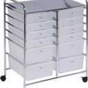 Honey-Can-Do Rolling Storage Cart and Organizer with 12 Plastic Drawers