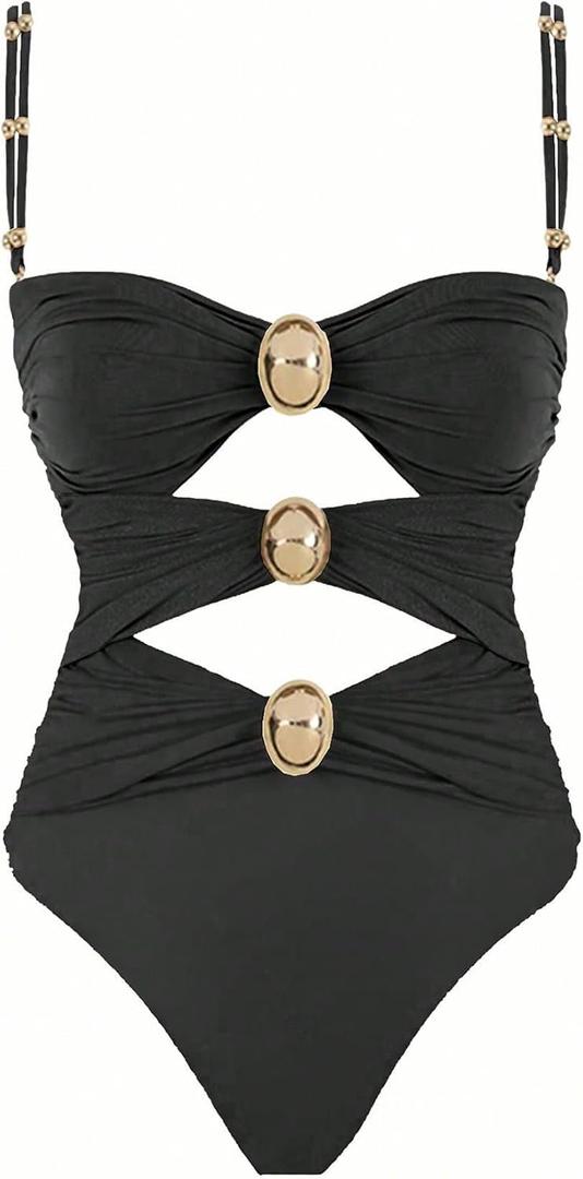 Narecte Modest One Piece Swimsuit Women 2025 Womens Swimsuits Bathing Suit for Women Womens Bathing Suits Tummy Control (8-10, Black), L
