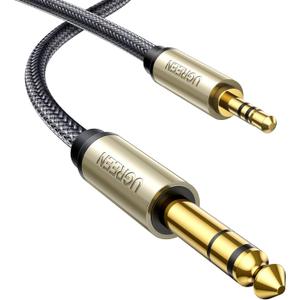 UGREEN 1/8 to 1/4 Stereo Cable 3.5mm TRS to 6.35mm Audio Cable Guitar to Aux Male Cord with Zinc Alloy Housing and Nylon Braid for Guitar, Laptop, Home Theater Devices, Speaker and Amplifiers 6.6FT