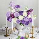 N&T NIETING Artificial Flowers, 25pcs Fake Flowers Rose with Stems Perfect for DIY Wedding Bridesmaid Bridal Bouquets Centerpieces Home Flower Arrangement Mother's Day Decoration, Series Purple