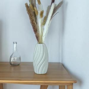 Rustic Minimalistic 1-Piece White Ceramic Vase - Pampas Grass - Home - Bathroom, Farmhouse, Boho, Flower Vase, Coffee Table, Kitchen (Small Round 3.7 x 6.8 in)