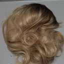 HAIRCUBE Long Blonde Wigs for Women Wave Curly Wig with Bangs Natural Brown Roots Synthetic Wigs for Daily Use Cosplay