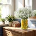 Lemon Vase Filler Decorations Set 30 Pcs Artificial Babys Breath with 30 Pcs Fake Lemon Slices Spring Summer Home Tables Centerpiece for Wedding Engagement Party Cafe Office Decor