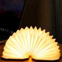 Originality Folding Accordion Lamp, Portable Wooden Desk Lamp, Japanese Gifts, Creative LED Paper Lantern with USB for Home Decoration(Walnut)