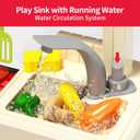 Pupu Pig Kids Kitchen Playset, Play Kitchen with Stove, Grill, Sink, Play Food, ToyKitchen Accessories, Cooking Kitchen with Lights Sound Steam, Pretend Play Toys for Kids Toddler Birthday Gifts