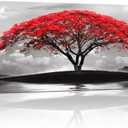 Canvas Wall Art for Living Room Bathroom Wall Decor Black and White Landscape Red Tree Moon Scenery Hang painting Home Decorations For Office Bedroom Kitchen Works Canvas Prints Pictures 20" x 40"inch