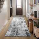 Ompaa Non Slip, Washable, Soft Abstract Long Carpet Runner Rug with Rubber Backing for Hallways, Kitchen, Bedroom, Bathroom, Entryway, Grey, 2x6 ft