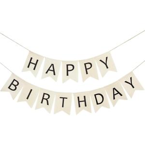 Black Burlap Happy Birthday Banner, Reusable Happy Birthday Sign Garland, Burlap Banner For Kids And Adults Great For Rustic Birthday Party Decorations (Black)
