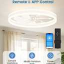 VOLISUN Low Profile Ceiling Fans with Lights and Remote, 27.6in Flush Mount Ceiling Fans with Light, 3000K-6500K Dimmable Fandelier LED Fan Light, White Bladeless Ceiling Fans with Lights for Bedroom