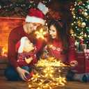 MUYUN Christmas Lights Outdoor Decorations 13.8ft 200 LED Christmas Lights with 12 Stars,Dimmable Curtain Fairy Light with 8 Modes for Wedding Party Holiday Christmas Decor(Multicolor)